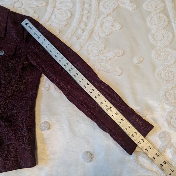 Birch Hill velvet burn out snakeskin effect maroon bomber jacket Medium EUC - Picture 7 of 11